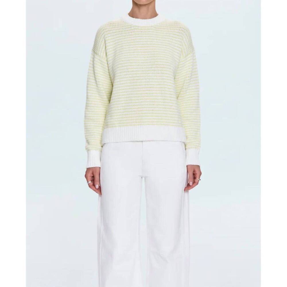 NEW PISTOLA aura stripe crew neck sweater in limeade